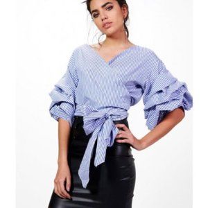 Zara Striped Blue Wrap Shirt